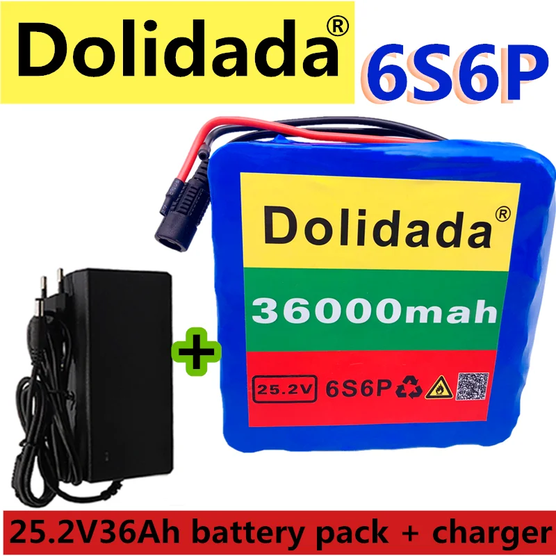 

6S6P 24V 36Ah 25.2V lithium battery pack batteries for electric motor bicycle ebike scooter wheelchair cropper with BMS+ charger