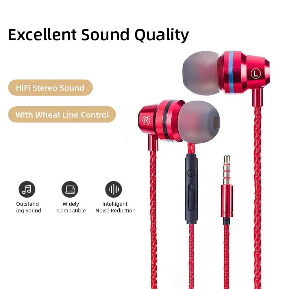 Сабвуфер проводные наушники 3 5 мм металлические спортивные игровые гарнитуры в