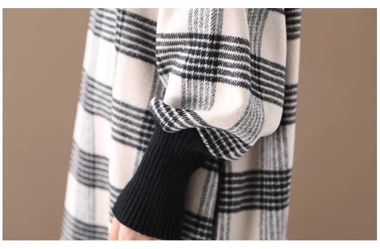 Max LuLu Winter Luxury Korean Ladies Plaid Streetwear Women Vintage Long Hooded Dresses Casual Turtleneck Clothes Plus Size