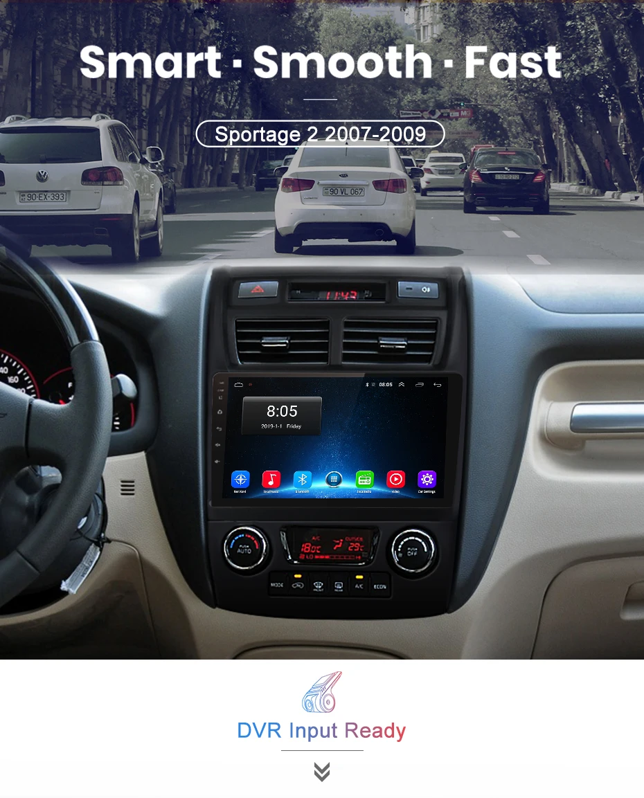AWESAFE для Kia Sportage 2007 2008 2009 Автомобильный Радио Мультимедиа Видео плеер gps Нет 2din 2 din Android 8,1 2 ГБ+ 32 ГБ