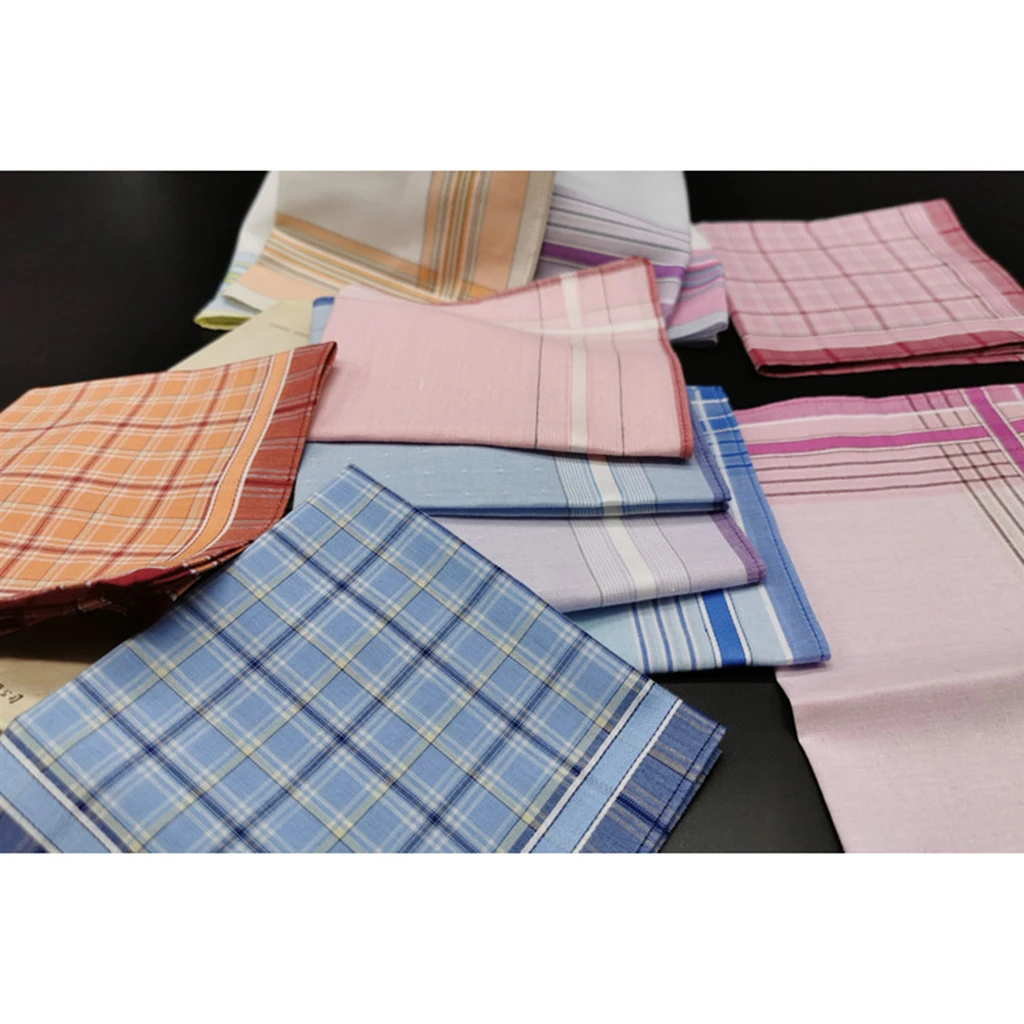 

6pcs Mens Handkerchiefs Plaids Square Hanky Kerchiefs Party Hankie