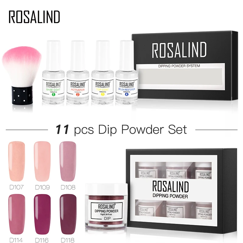 ROSALIND Dip порошок Набор голографические наклейки для ногтей блеск набор украшения
