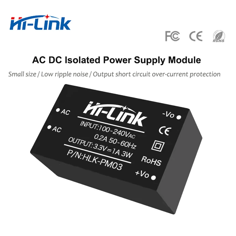 

Free shipping new Hi-Link HLK-PM03 ac dc 3.3v 1A 3w mini power supply module 220v isolated switch mode power module supply