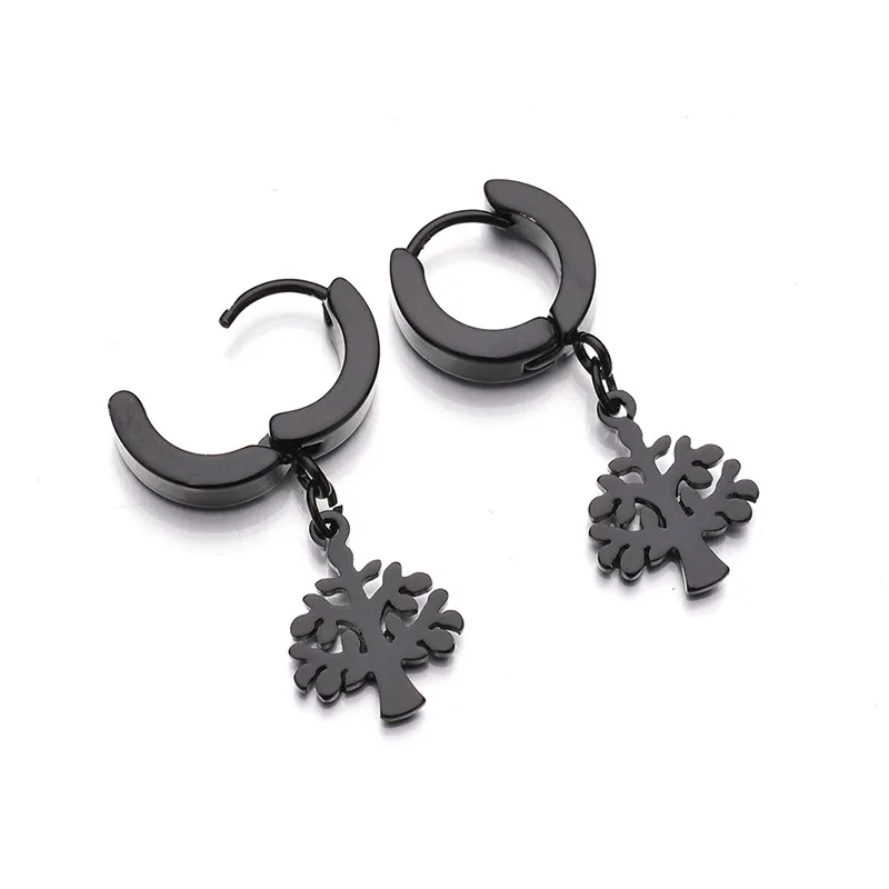 Женские и мужские серьги-гвоздики из нержавеющей стали с пряжкой Жизнь дерева