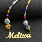 Ожерелье с жемчугом на заказ, ожерелье с именем, ожерелья из нержавеющей стали для детей, мужчин, женщин, подарки для парней, девушек