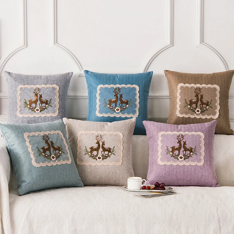 Наволочка для диванной подушки хлопковая кружевная наволочка с вышивкой в виде