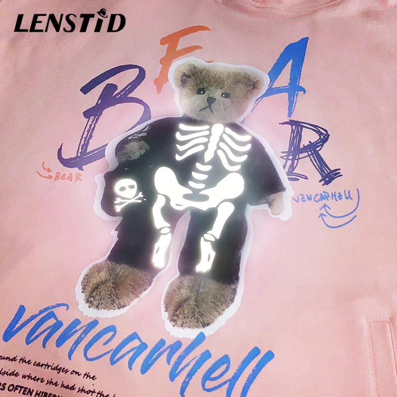 Мужские пуловеры LENSTID в стиле хип-хоп толстовки с принтом медведя черепа