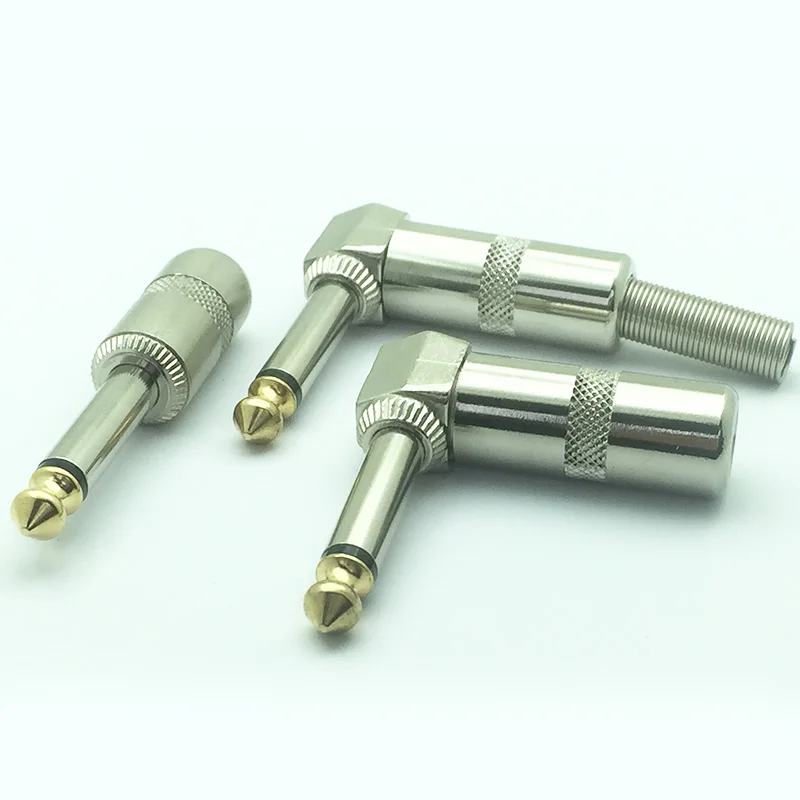 

100pcs/lot 1/4 Inch Mono Jack 6.35mm Male Plug Wire Connector Hot Sell Guitar Effect Pedal Microphone 6.3MM Plug Audio Connector
