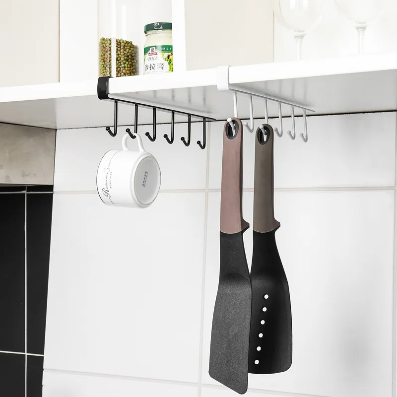 

New Hot Fashion 6 Hooks Metal Under Shelf Mug Cup Cupboard Kitchen Organiser Hanging Rack Holder