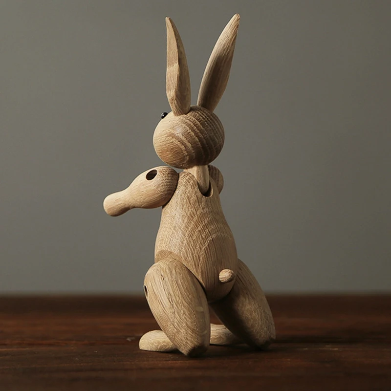 

Art Wooden Rabbit Figurine Wooden Ornaments Rabbit Model Flexible Sculpture Perfect for Home Decoration Gift or Collection
