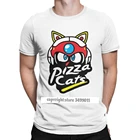 Pizza Cats футболка Для мужчин хлопок Винтаж футболки с круглым вырезом, самурайский меч, Pizza Cats футболки с котами Топ графический