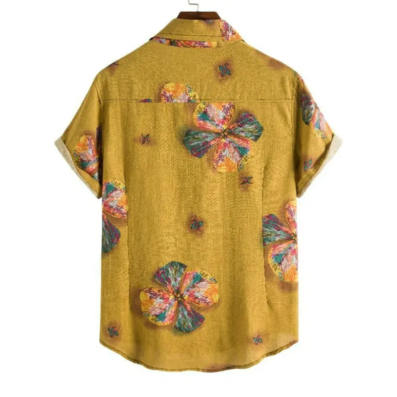 

Mens Short Sleeve Floral Thin T-Shirt Holiday Beach Hawaii Tops Blouse Costume