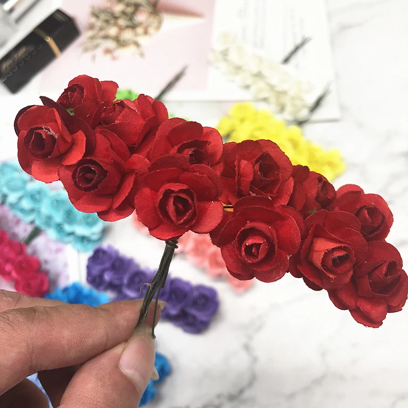 HINDJEF искусственные букеты роз 12 шт./1 см цветы для украшения/венок сделай сам