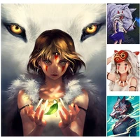 fsbcgt cartoon anime princess and wolf diy painting by numbers for adults hand painted on canvas coloring by numbers home decor