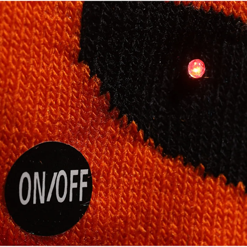 

1pc Halloween Knitted Hat Halloween Party Supplies Pumpkin Hat Light-Up 4 Colors Adult Headdress Halloween Decoration 24*20cm