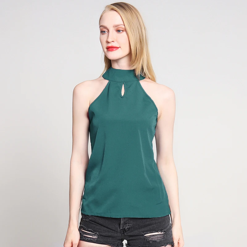 Модная женская блузка топы летние сексуальные без рукавов выдалбливают Блузки