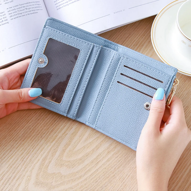 

New Women Clutch Wallet PU Leather Women Embroidery Zipper Folding Short Wallet Coin Purse Card Holders Handbag