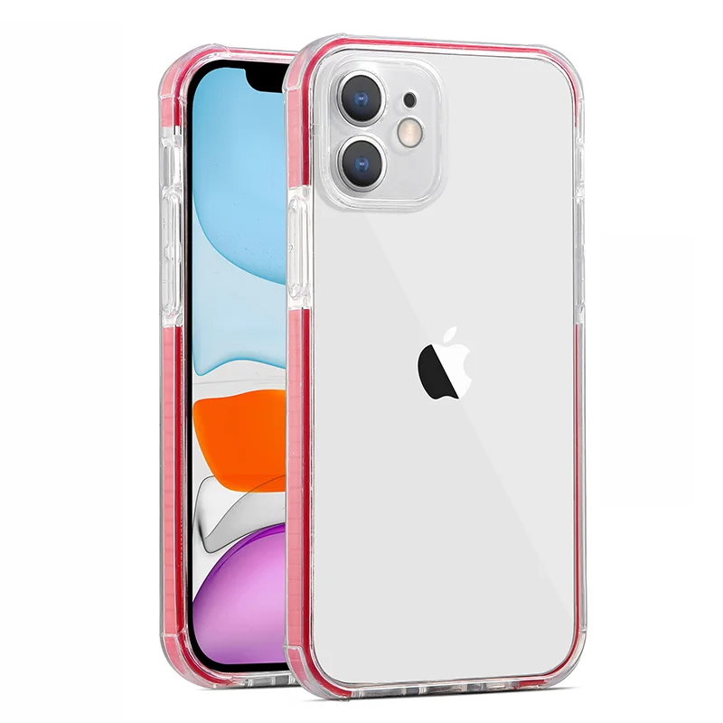 

Colorful Bumper Shockproof Trasparent Phone Case For iPhone 12 Pro Max Mini 11 8 7 Plus SE2020 XS Max XR X Clear Back Cover Capa