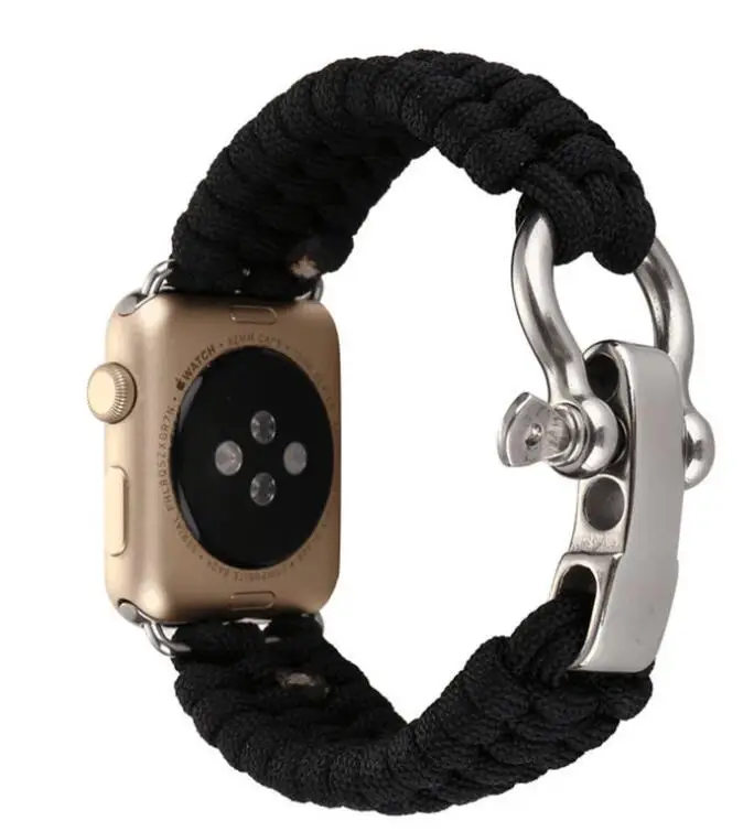 Нейлоновый ремешок для часов Apple Watch iwatch 1 2 3 4 38 мм 42 мм военный тактический парашютный шнур ремень для выживания на открытом воздухе