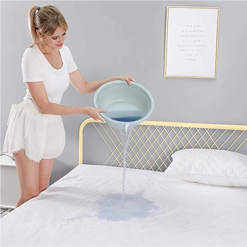 

Smooth Waterproof Mattress Protector Cover For Bed Solid White Wetting Breathable Hypoallergenic Protection Pad Cover Anti-mite