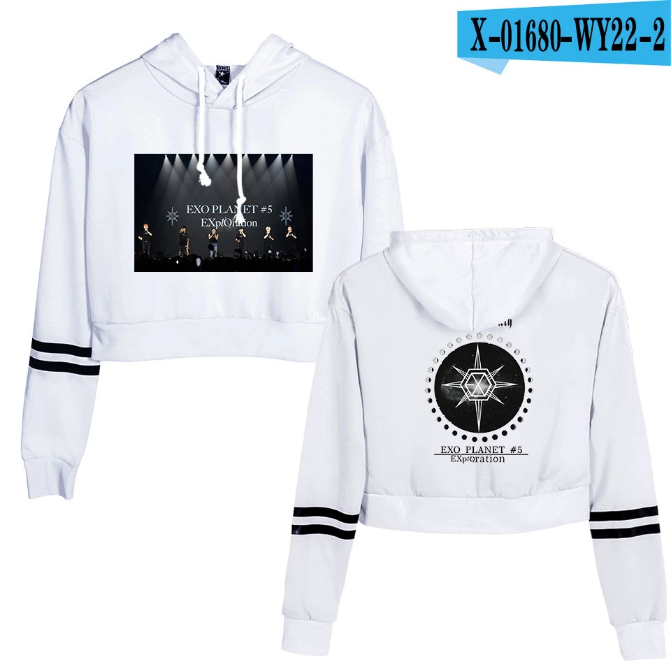 KPOP EXO PLANET#5, короткие толстовки с капюшоном, кофты, уличная одежда, топы, осень, EXO PLANET#5, женские толстовки с капюшоном, Harajuku, осень - Цвет: K