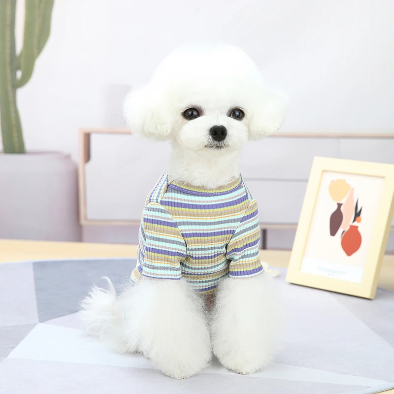 Spring Summer Pet Costume Cotton Cats Dog Vest Pug Teddy Pullover Puppy Outfit Small-Medium Dogs Clothing Four-Leg Clothes | Дом и сад
