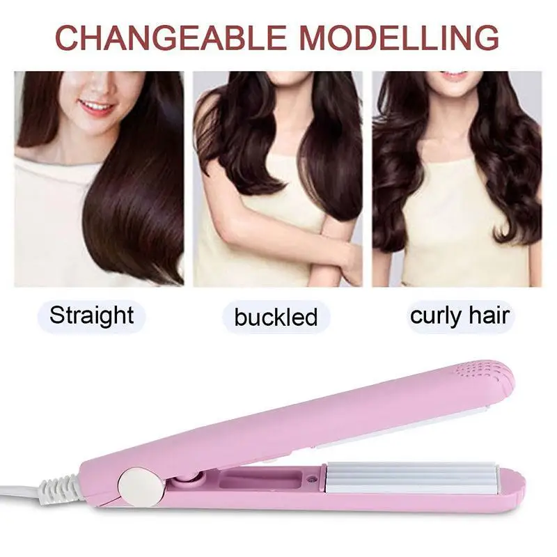 

Ceramic Mini Hair Straightener Professional Portable Hair Curler Hair Straight Flat Iron Hairs Straightening Corrugated Iron Sty