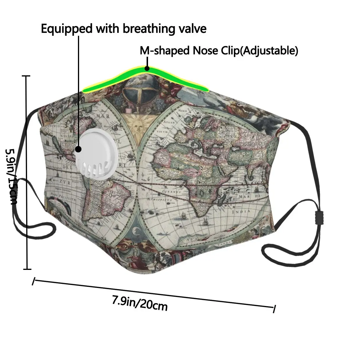 

European Map Mouth Face Mask Anti Haze/Anti Dust Mouth Mask Respirator With Filter Respirator