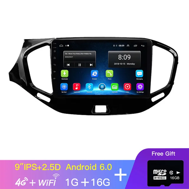 EKIY 9 ''2 DIN ips Автомагнитола для Lada VESTA- Мультимедиа Видео плеер навигация gps Android 8,1 аксессуары седан Dvd - Цвет: C9-LADA01-1-16