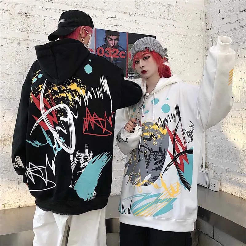 NiceMix Harajuku негабаритный свитер с капюшоном, Женская Осенняя Толстовка с принтом, пуловер с длинными рукавами, свободная Милая забавная толстовка с капюшоном