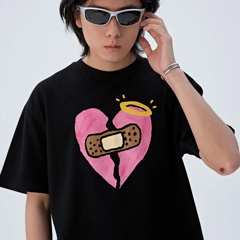 

Fashion Sad T-shirts For Women Harajuku Summer Short Sleeve Tshirt Simple Hip Hop printed T Shirt Women's Sad Black Tops