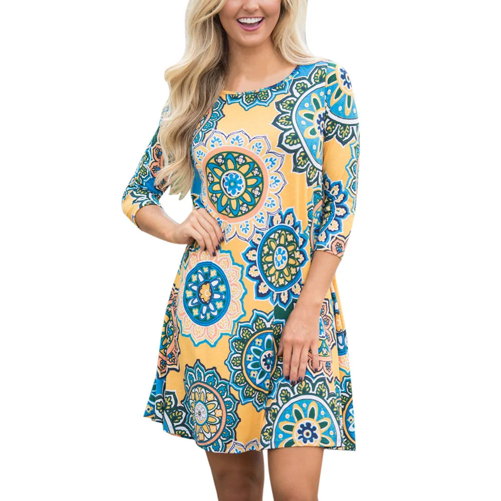 Женское платье винтажное женское летнее Бохо Макси Вечернее пляжное Цветочное