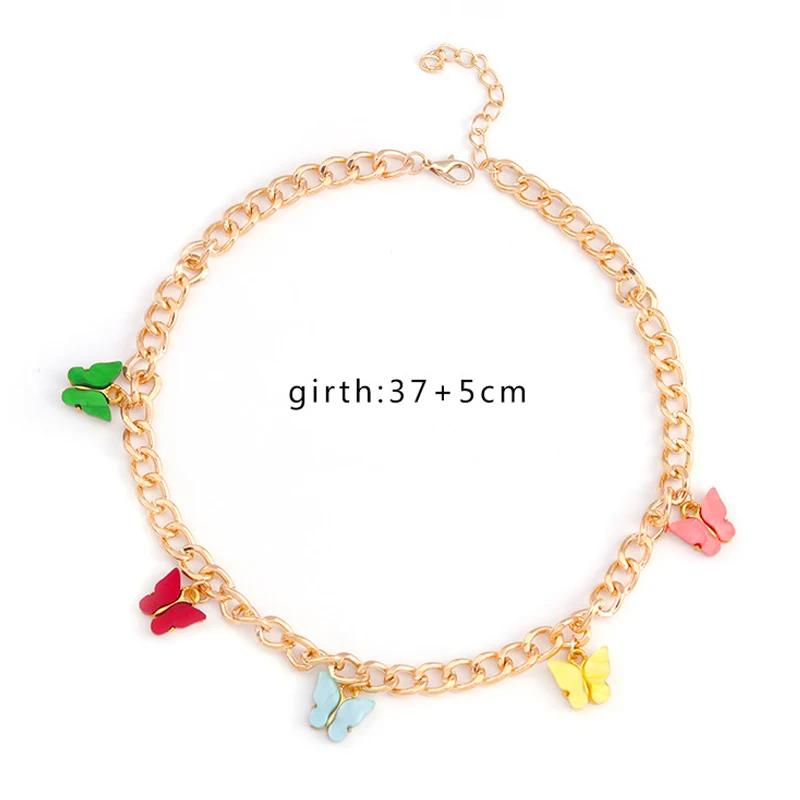 

Punk Gold Silver Color Chain 5 Butterfly Pendant Necklace for Women Wedding Party Statement 2020 Cute Choker Necklaces Jewelry