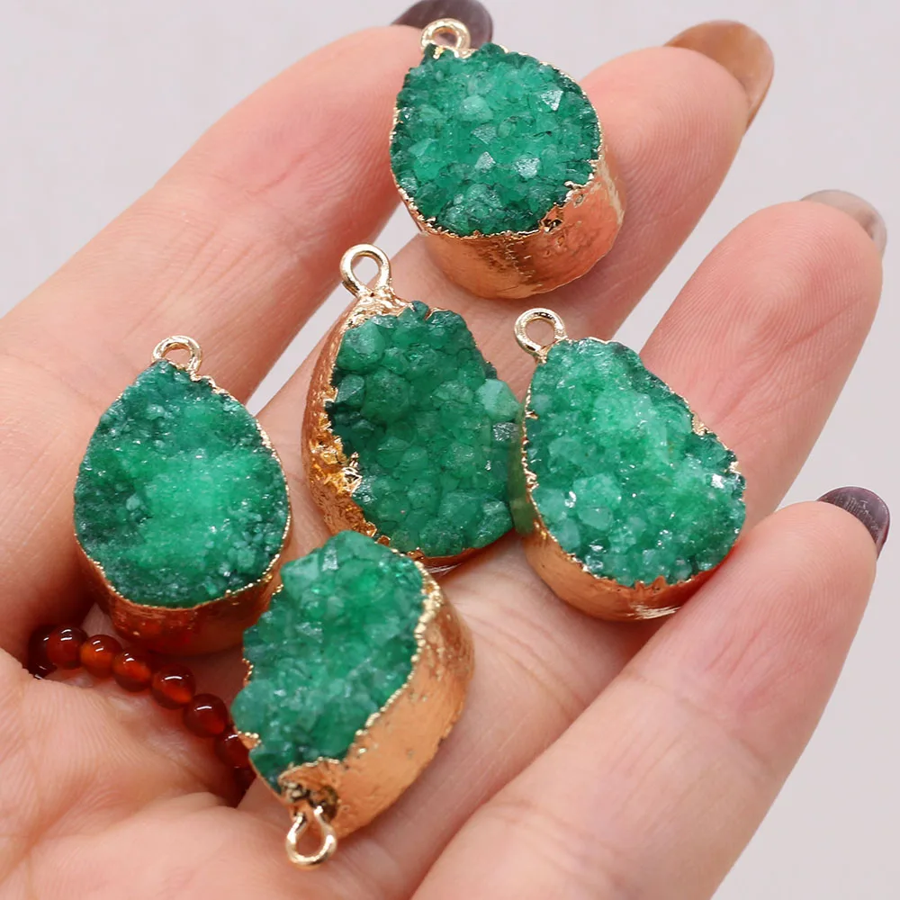 

Natural Stone Gem Green Drop Pendant Connector Handmade Crafts DIY Necklace Bracelet Earrings Jewelry Accessories Gift Making