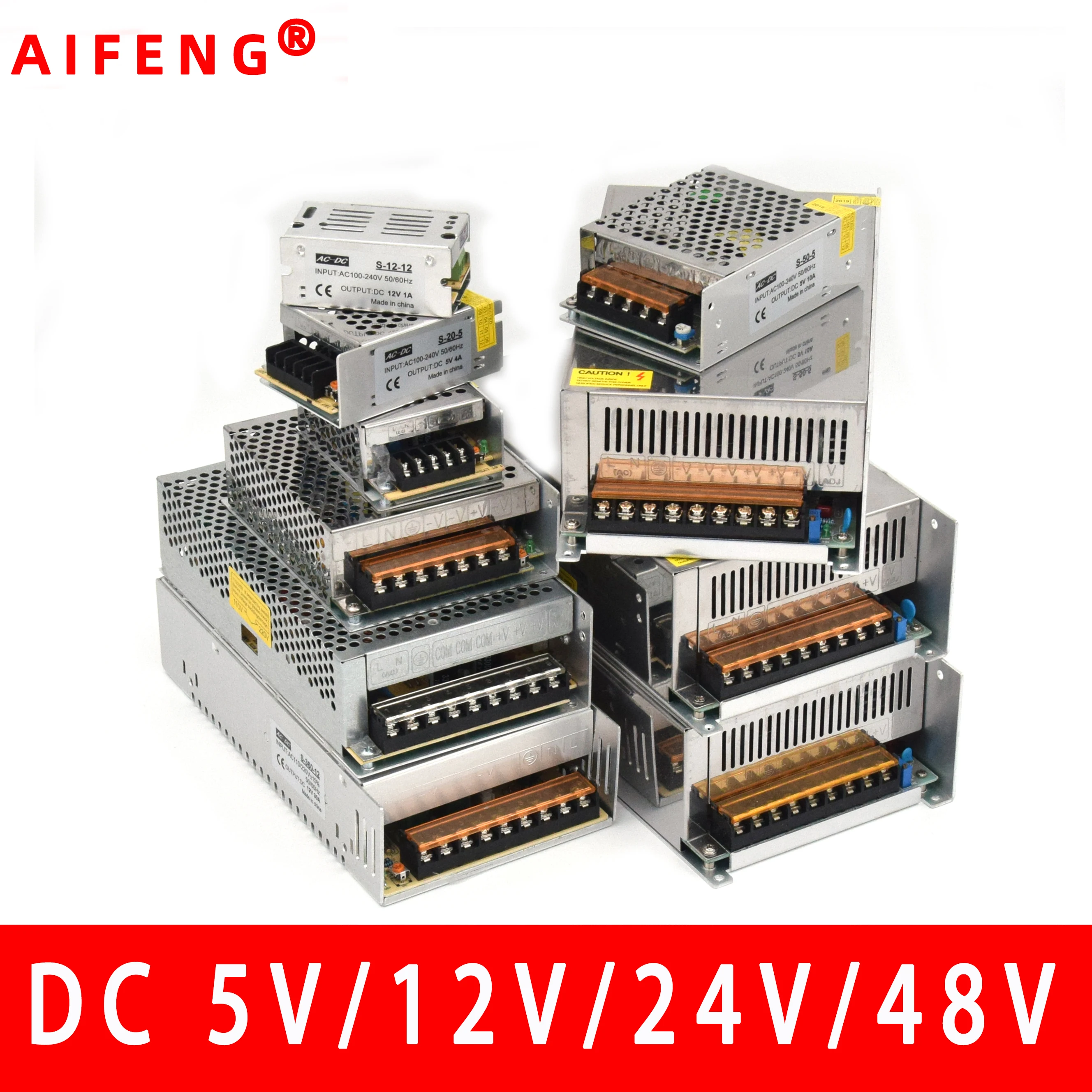 AIFENG импульсный источник питания 110 В/220 В до 5 в 12 В 24 в 48 в Светодиодный источник питания CCTV/Светодиодная лента AC в DC источник питания адаптер