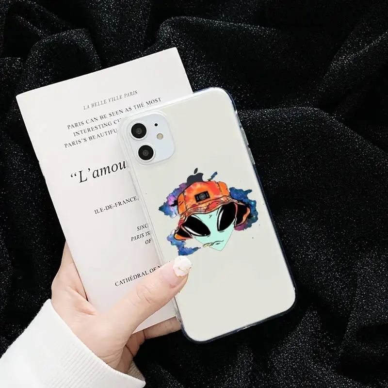 

Fashion E.T. Alien funny pink space cute Phone Case Transparent for iPhone 6 7 8 11 12 s mini pro X XS XR MAX Plus cover shell