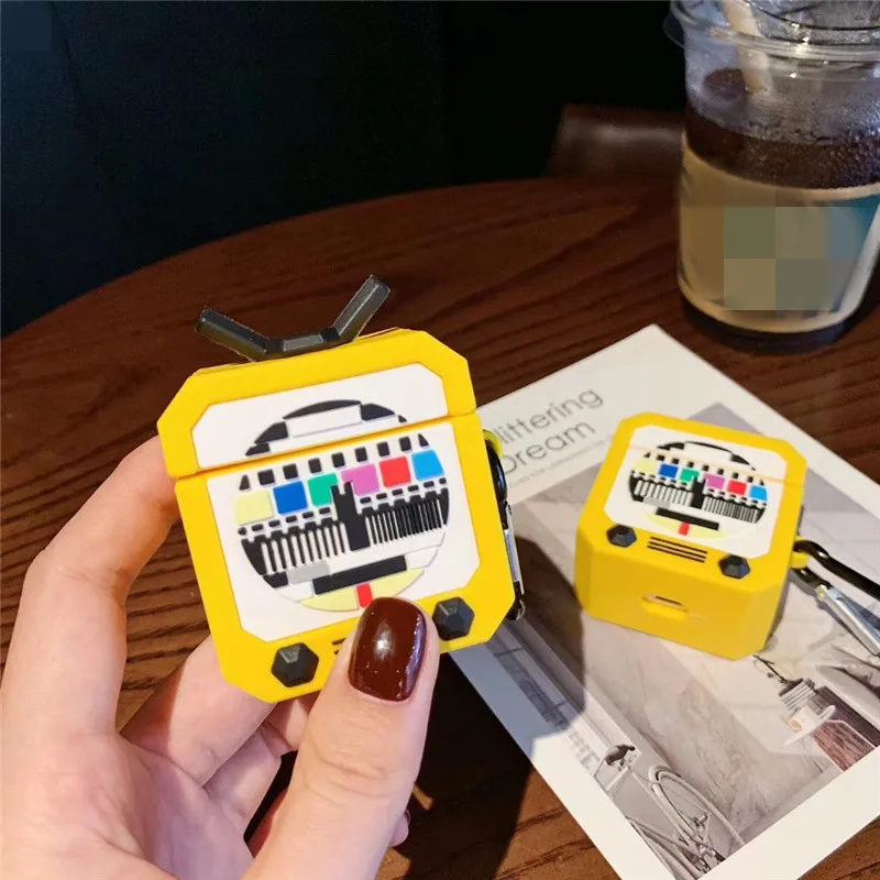 Симпатичный мультяшный ретро 3D ТВ набор фигурка силиконовый чехол Брелок для Apple