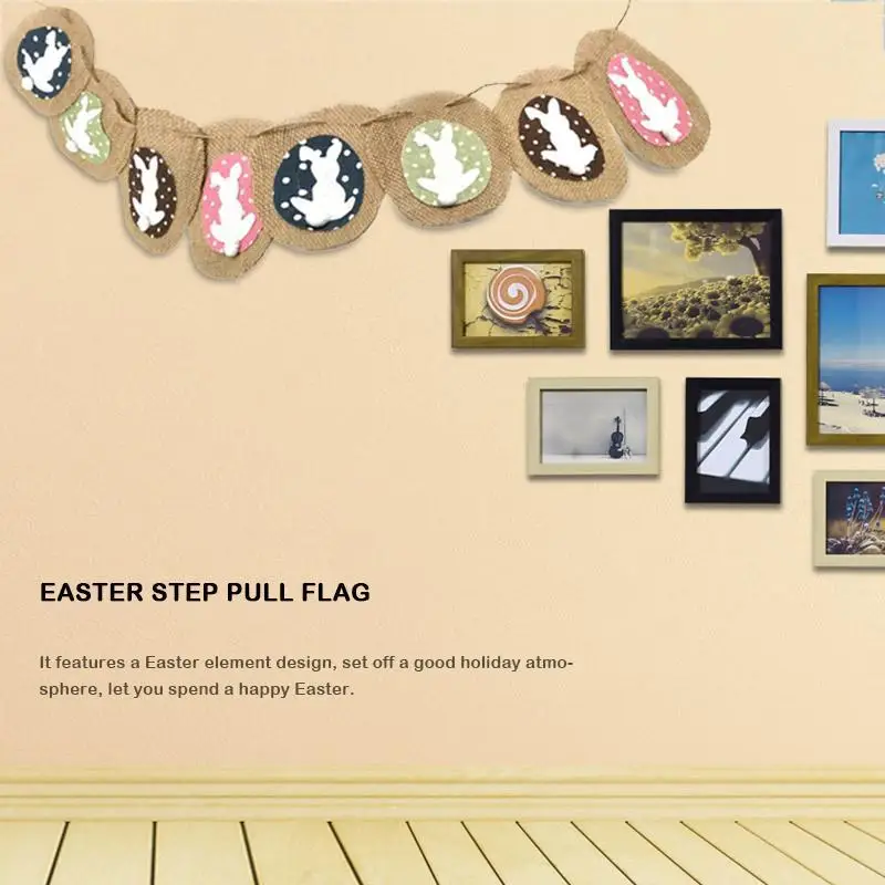 Новый Кролик Linene пасхальные баннеры мешковины и Банни печати бандаж флаги для