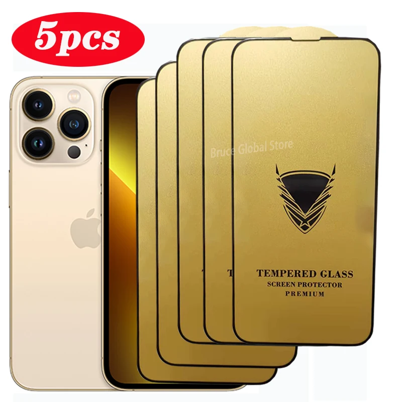 

5PCS Full Cover Protective Glass For iPhone 13 12 11 Pro Max Screen Protector For iPhone 8 6 7 Plus X XR Xs Max 12 13 Mini Glass