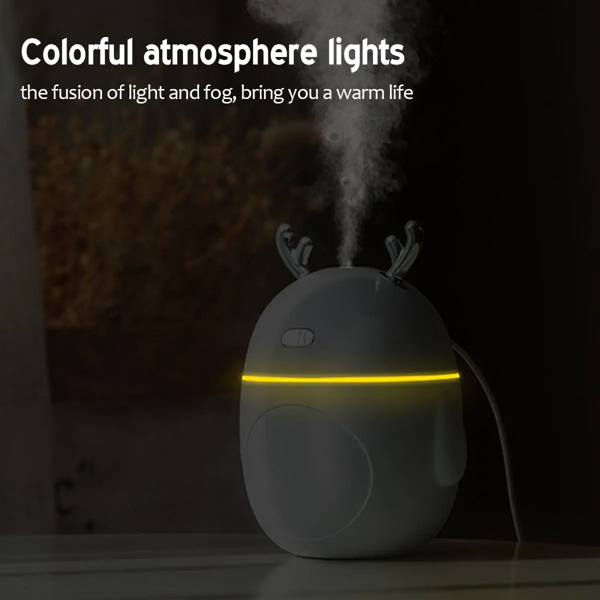 

Portable 320ml Humidifier Mini Air Humidifier Essential Oil Diffuser Car Purifier Cool Mist Maker with Night Light for Home Car