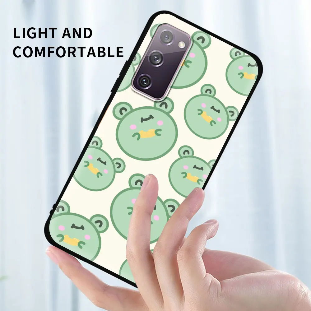 

Cute Green Frog Case for Samsung Galaxy S20 FE S21 Ultra S10e S10 S9 S8 Plus S7 Edge Celular Samsung S10 5G Phone Coque Cover