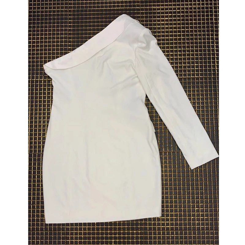 Новое Стильное шикарное блестящее белое платье на одно плечо наряд для вечеринки