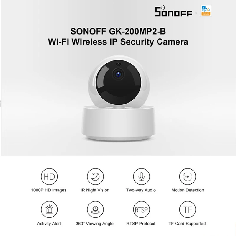 

SONOFF GK-200MP2-B 1080P Mini Wifii Camera Smart Wireless IP Camera 360 IR Night Vision Baby Monitor Surveillance Camera