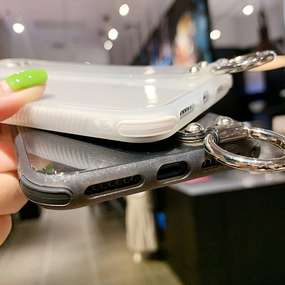 Блестящий порошковый ремешок прозрачный чехол для телефона iPhone 11 Pro Max XR XS X 7 8 6S Plus