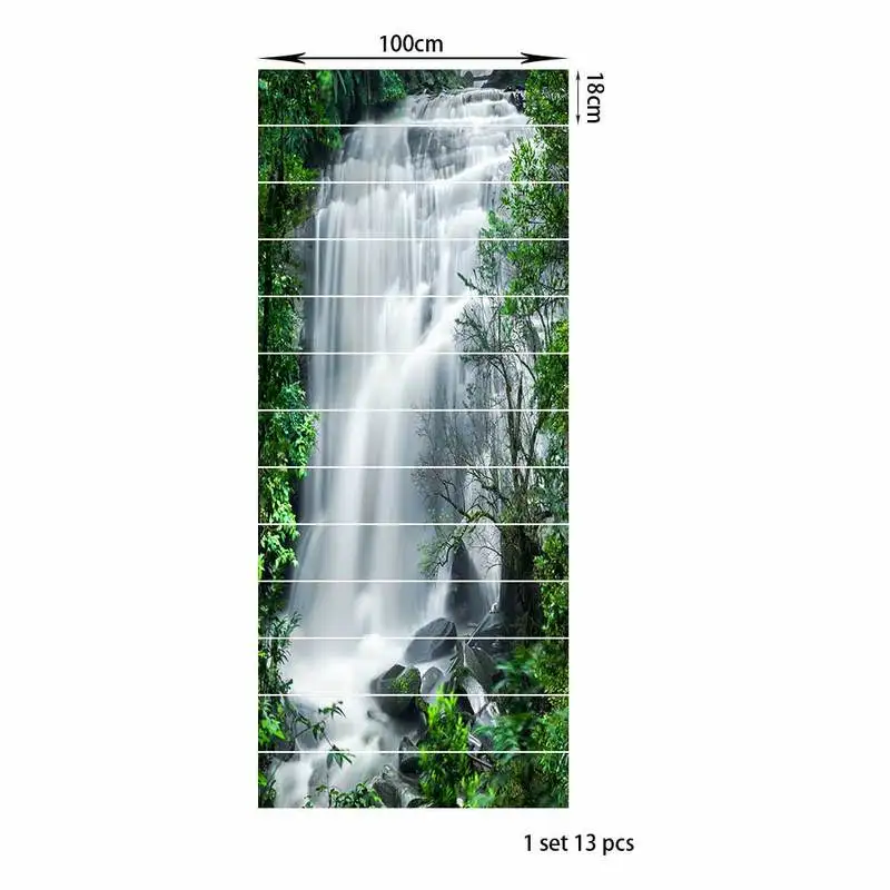 

13 Pcs/Set Stair Creative DIY 3D Stairway Stickers Mountain Waterfall for House Stairs Decoration Large Staircase Wall Sticker