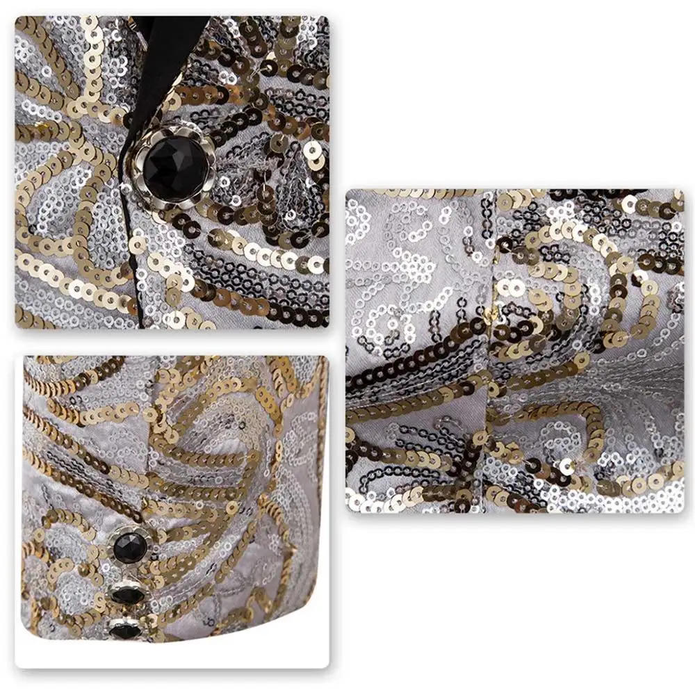 Мужской Блейзер однобортный костюм мужской золотого и серебряного цвета блейзер