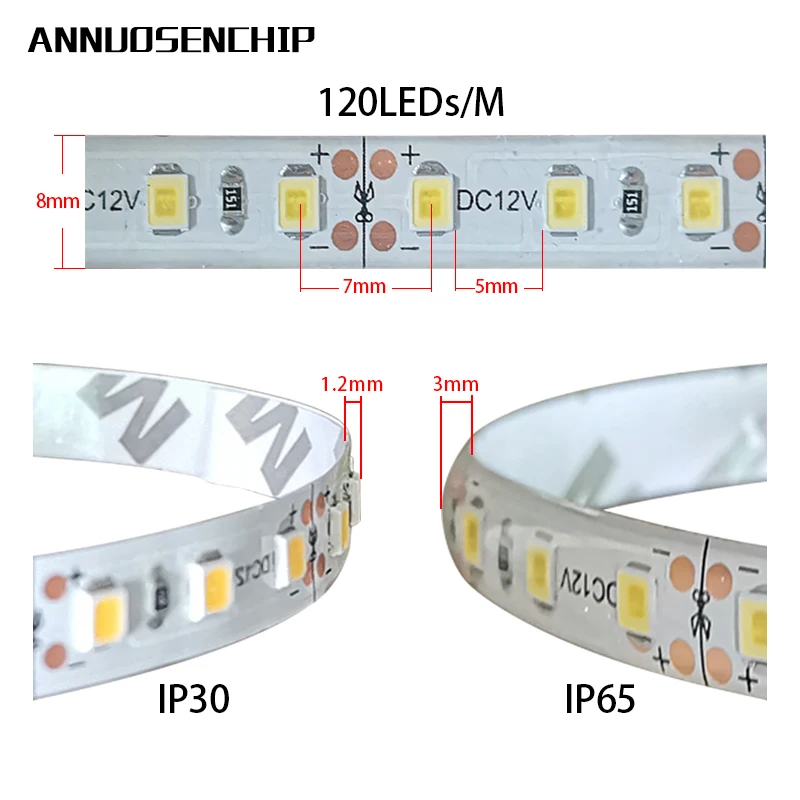 12 V 120 светодиодный/m 5 м/лот 2835 Светодиодный гибкие полосы светильник белый теплый Белый и зеленый цвета, желтый, красный, синий, 2835 не обладает водонепроницаемостью: светодиодный полосы