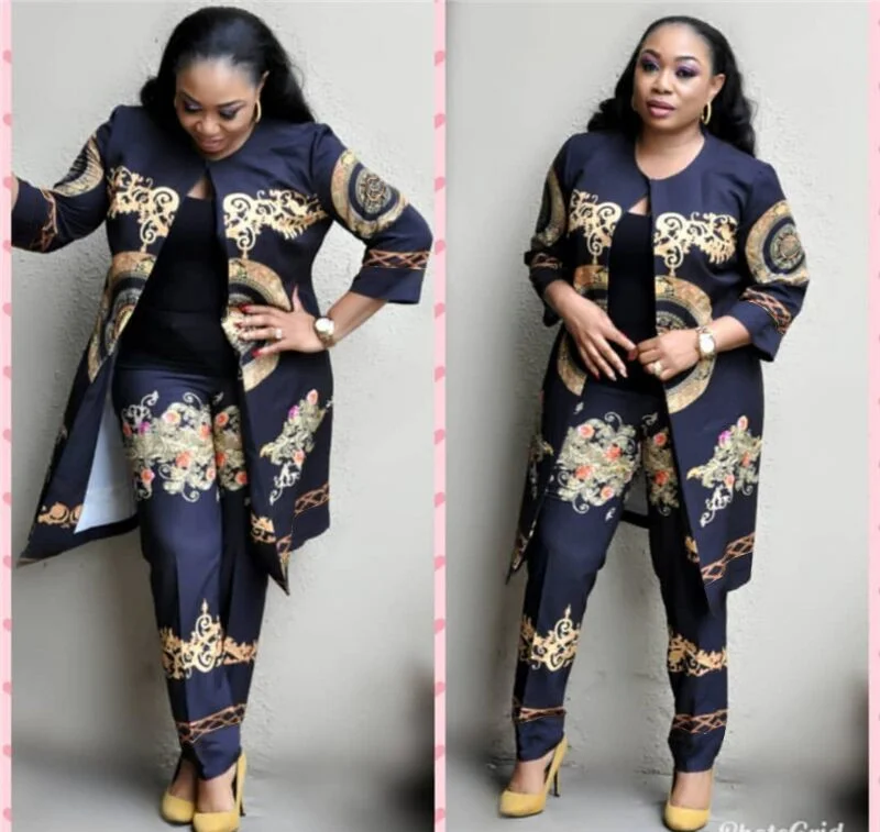

Elegant African Sets Print Trousers Tops Pants Dress Robe Evening Party Traditional Hipster