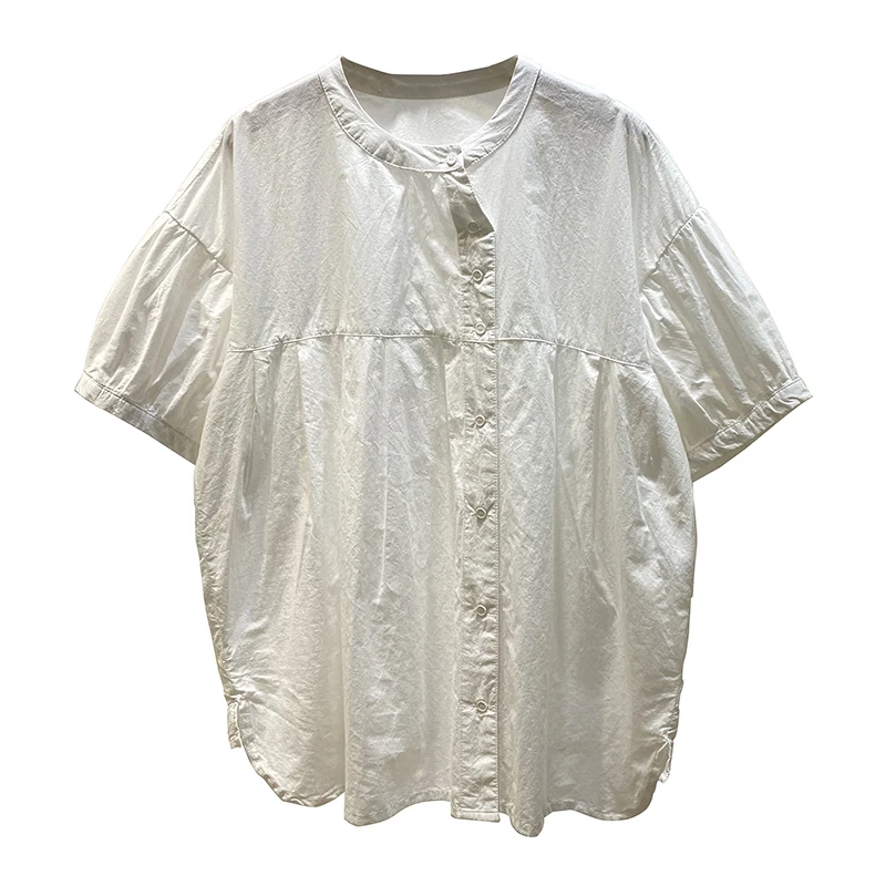 

Fashionable Retro Irregular Oblique Placket Stand Collar Short Sleeve Shirt Women's Loose Half Sleeve Shirt Fashion