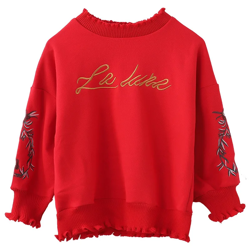 Детский свитер Новинка 2019 года сезон осень весна с кружевом модные вышитые